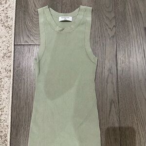 Babaton Sage Green Ribbed Tank Top